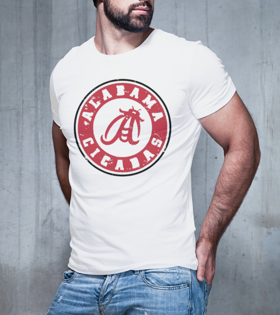 Alabama Cicadas Crimson Tide Football Circle Emblem T-Shirt