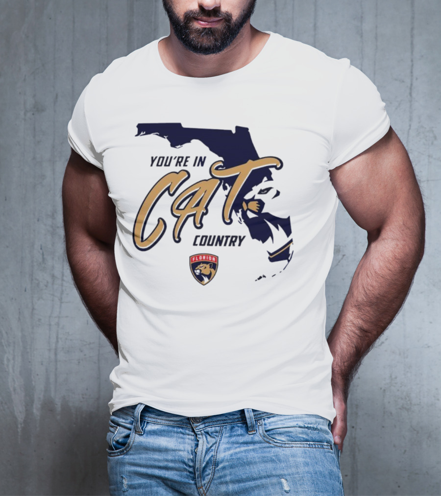 Florida Panthers You're In Cat Country Map Outline T-Shirt