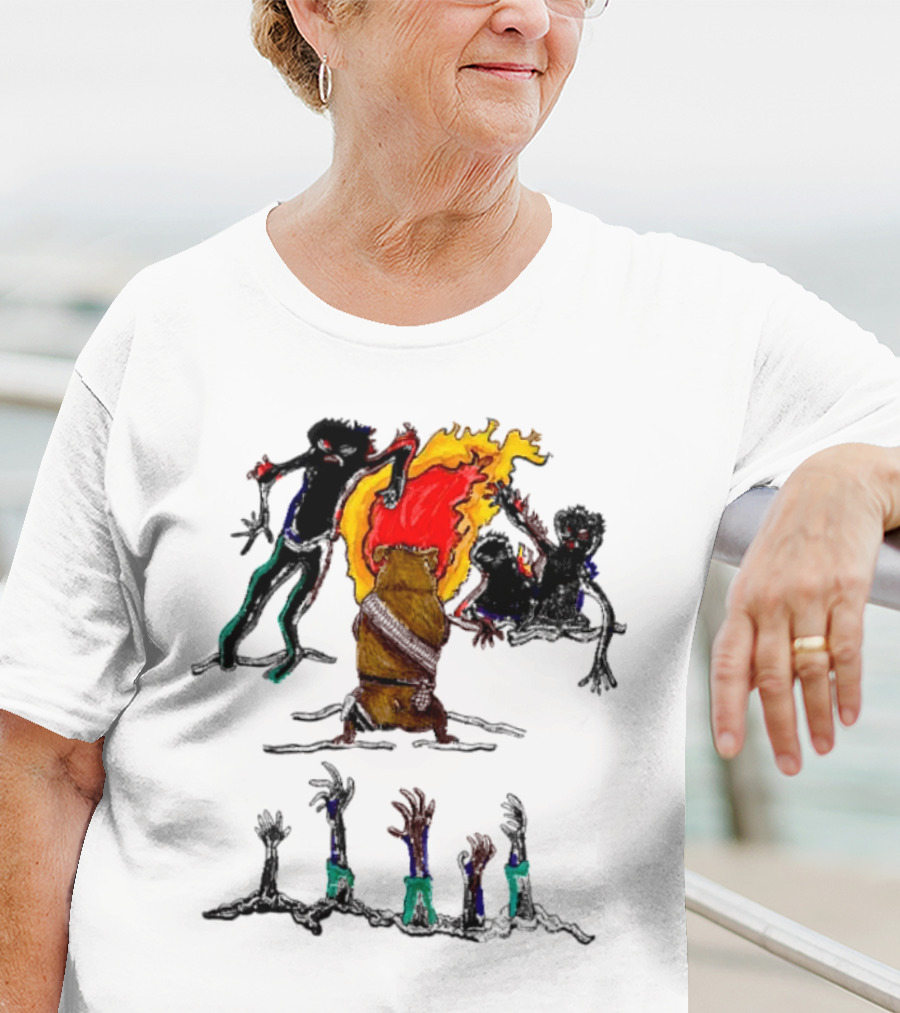 Hamster Of The Apocalypse Surrounded By Flaming Shadows T-Shirt