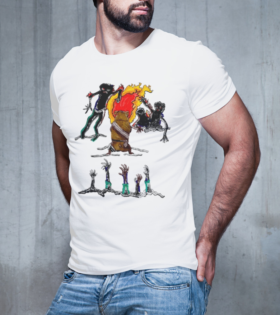 Hamster Of The Apocalypse Surrounded By Flaming Shadows T-Shirt
