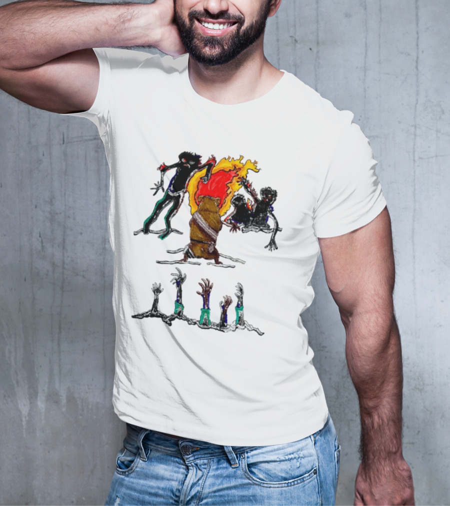 Hamster Of The Apocalypse Surrounded By Flaming Shadows T-Shirt