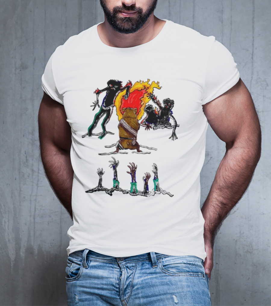 Hamster Of The Apocalypse Surrounded By Flaming Shadows T-Shirt