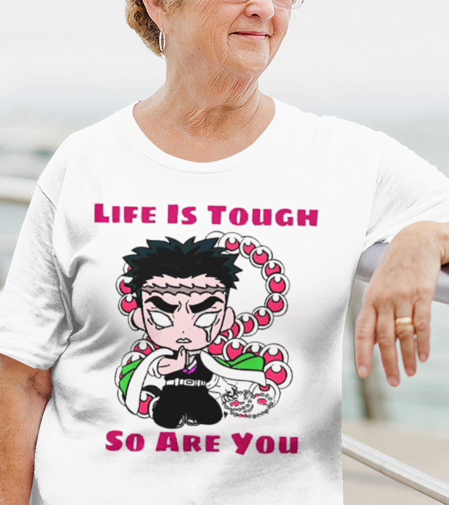 Life Is Tough So Are You Anime Character With Beads And Green Accents T-Shirt