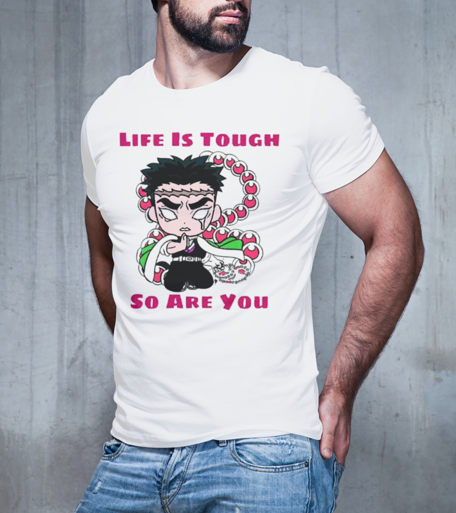 Life Is Tough So Are You Anime Character With Beads And Green Accents T-Shirt
