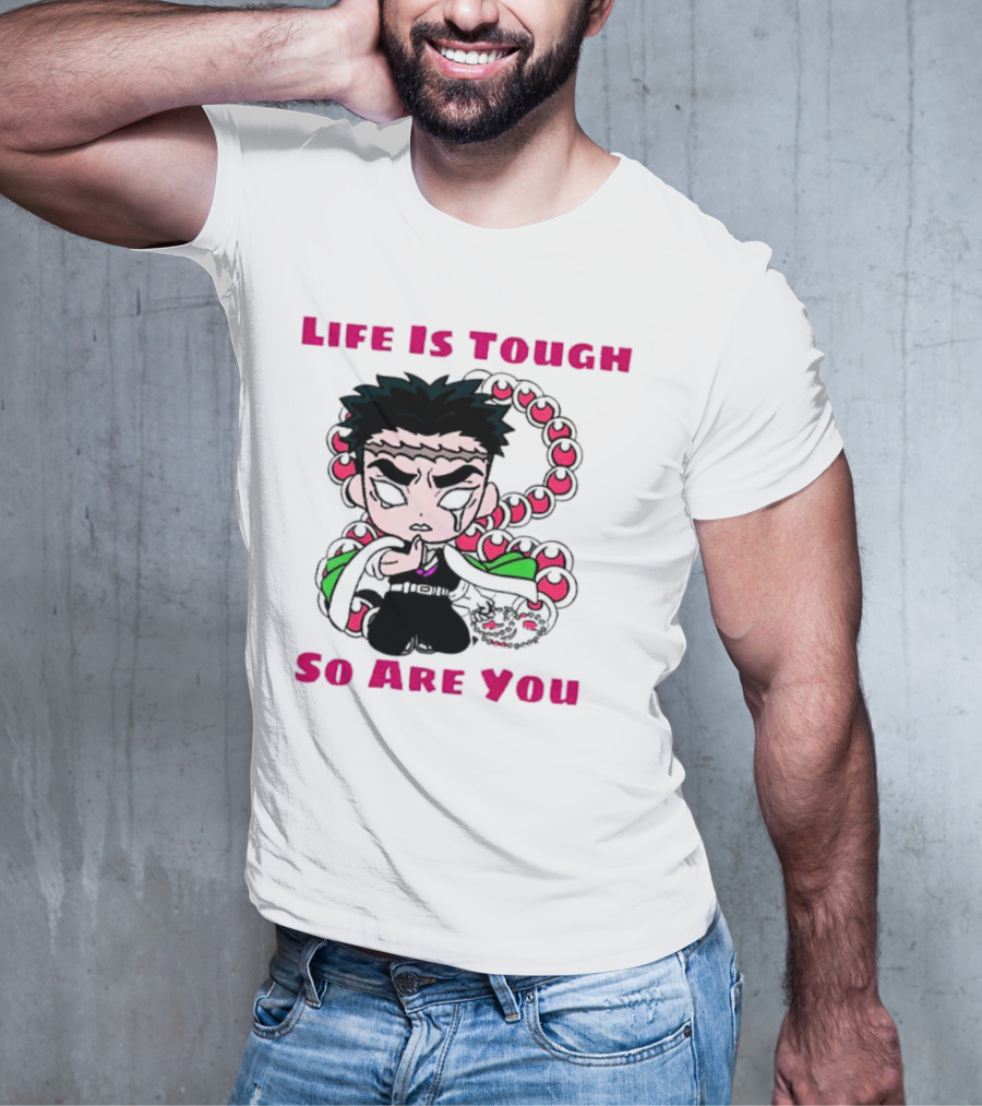 Life Is Tough So Are You Anime Character With Beads And Green Accents T-Shirt