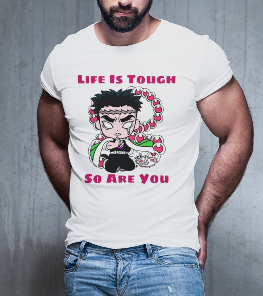 Life Is Tough So Are You Anime Character With Beads And Green Accents T-Shirt