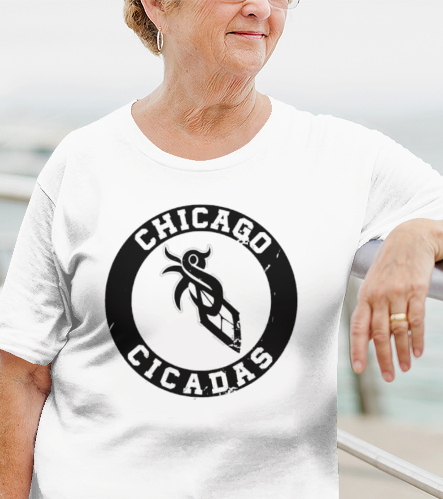 Chicago Cicadas Baseball Team Logo Black Circle T-Shirt