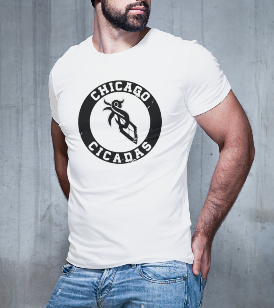 Chicago Cicadas Baseball Team Logo Black Circle T-Shirt