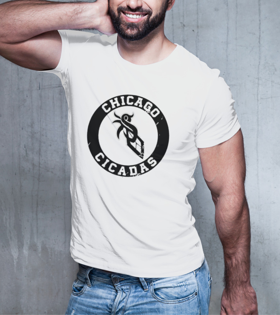 Chicago Cicadas Baseball Team Logo Black Circle T-Shirt
