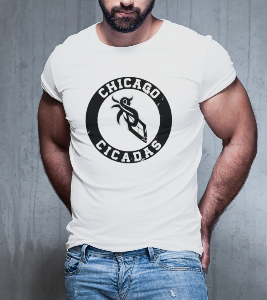 Chicago Cicadas Baseball Team Logo Black Circle T-Shirt