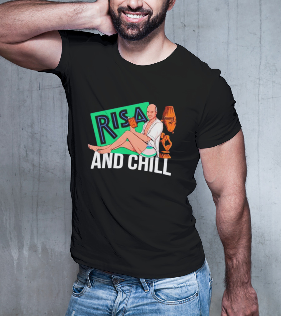 Risa And Chill Star Trek Parody Patrick Stewart Tropical Vacation Relaxation T-Shirt