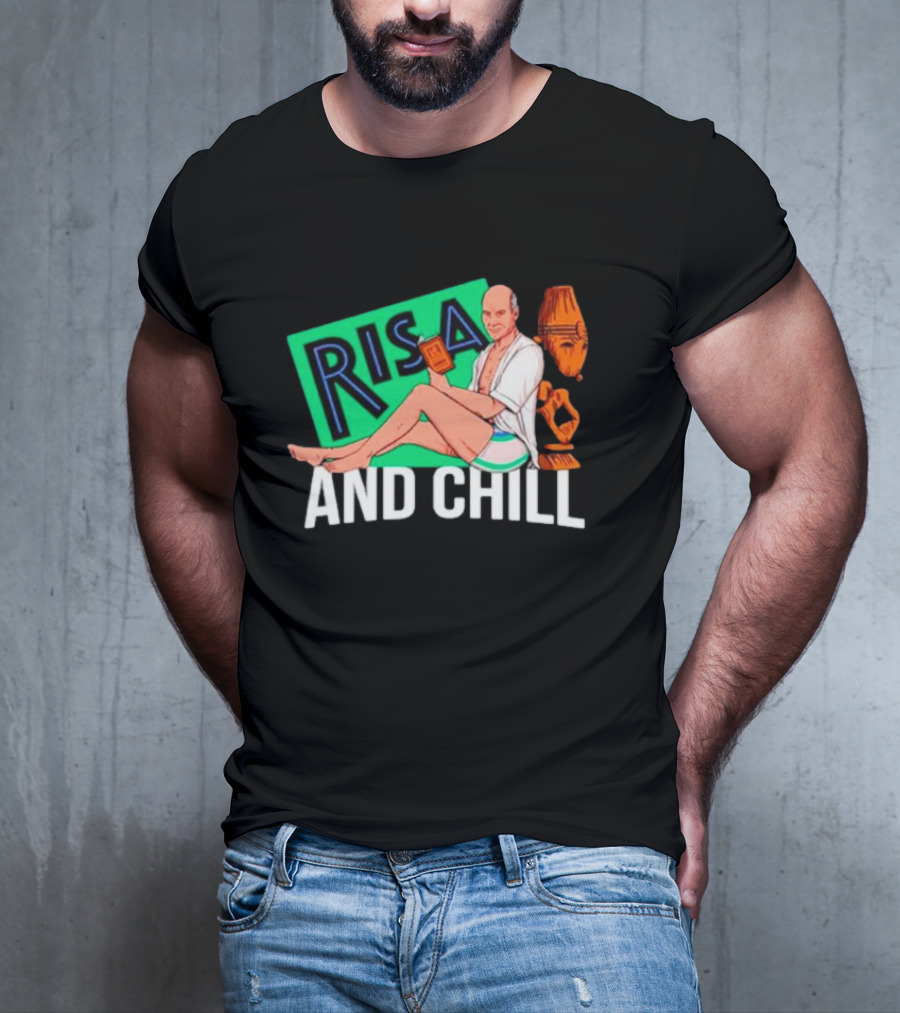 Risa And Chill Star Trek Parody Patrick Stewart Tropical Vacation Relaxation T-Shirt