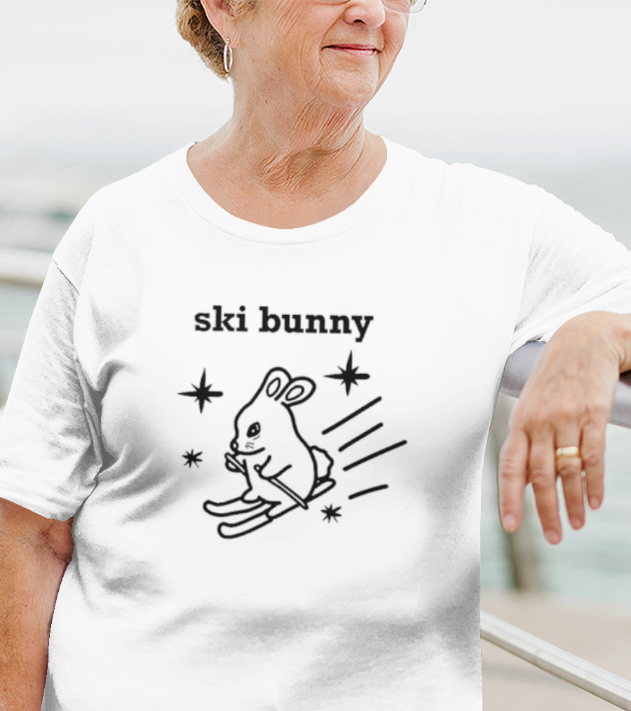 Ski Bunny Fast Racing Rabbit With Stars T-Shirt