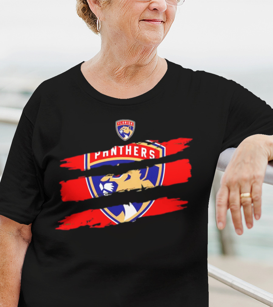 Florida Panthers Scratch Red Emblem T-Shirt