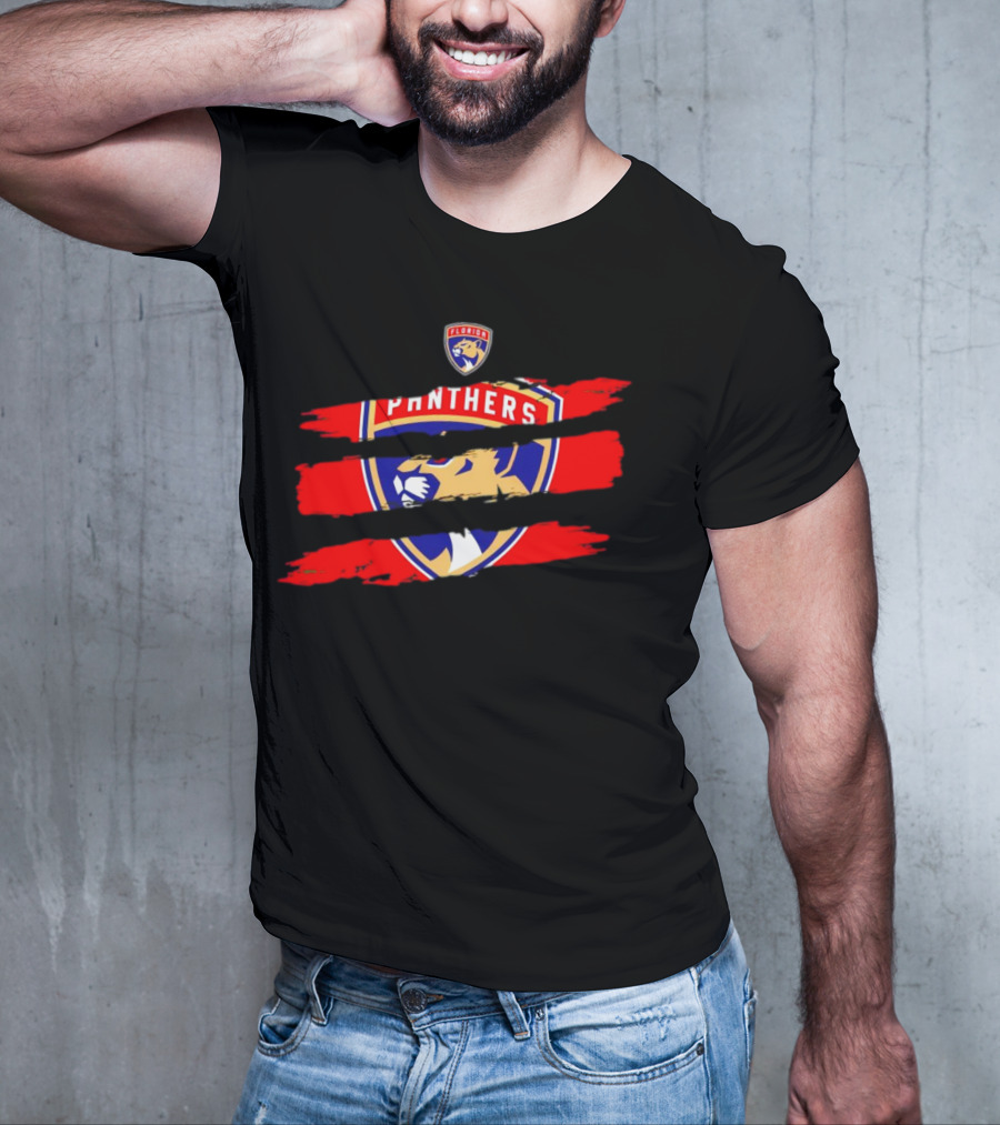 Florida Panthers Scratch Red Emblem T-Shirt