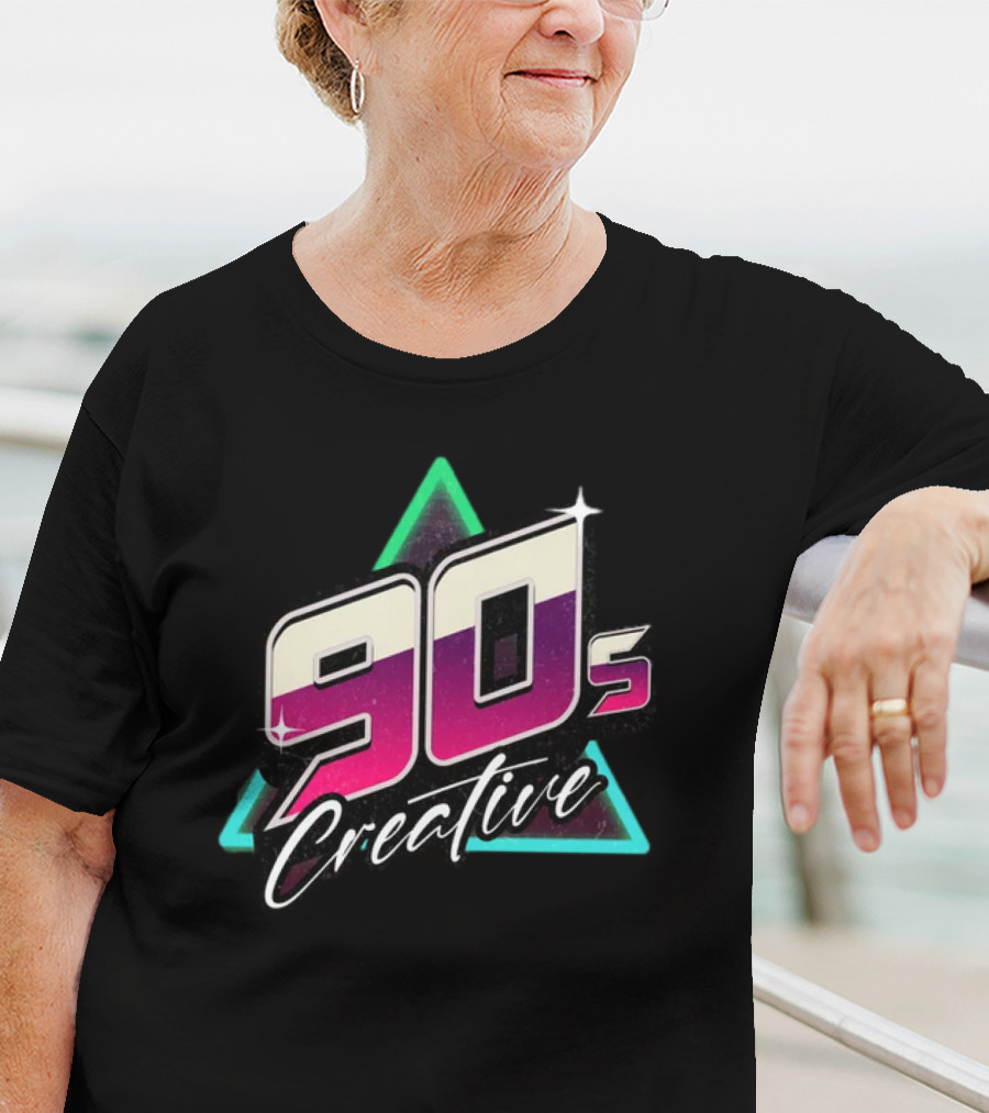 90s Creative Synthwave Retro Neon Triangle T-Shirt