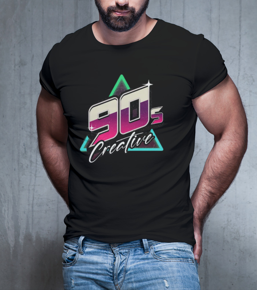 90s Creative Synthwave Retro Neon Triangle T-Shirt