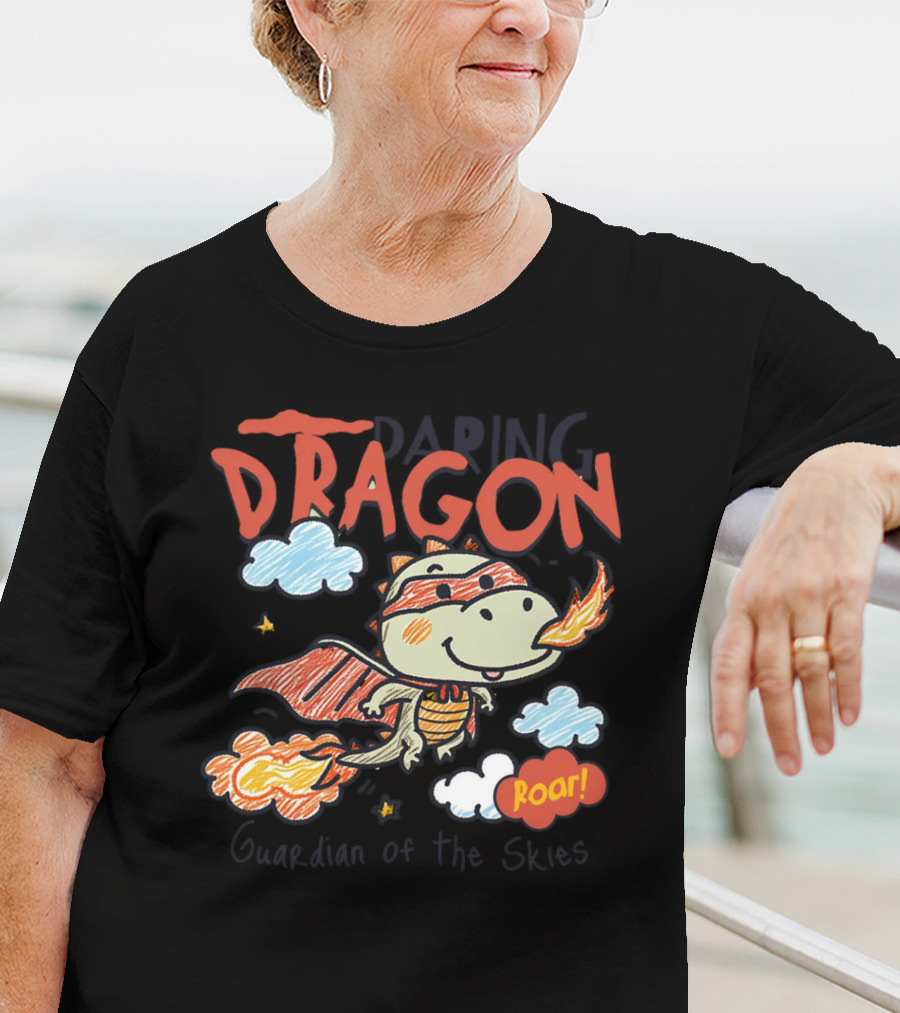Daring Dragon Guardian Of The Skies Roar Heroic Fire-Breathing Adventure T-Shirt