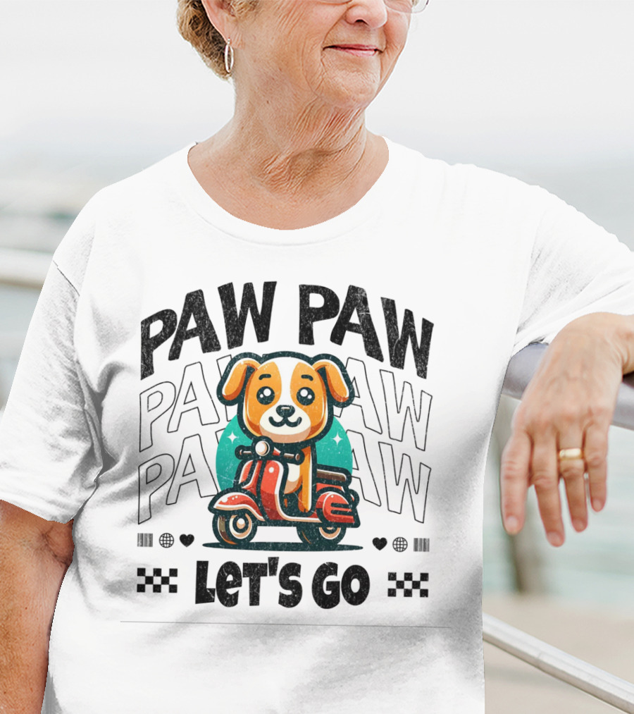 Paw Paw Let's Go Funny Puppy On Scooter Adventure T-Shirt