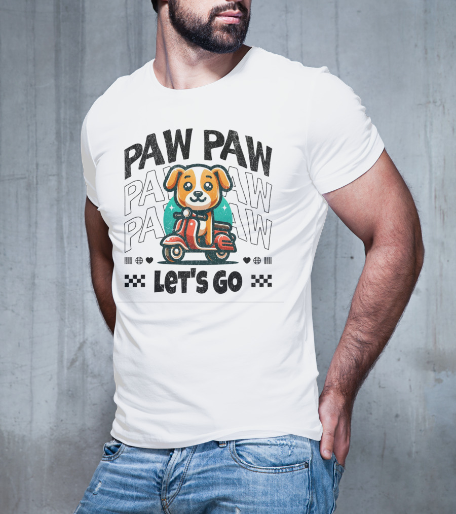 Paw Paw Let's Go Funny Puppy On Scooter Adventure T-Shirt