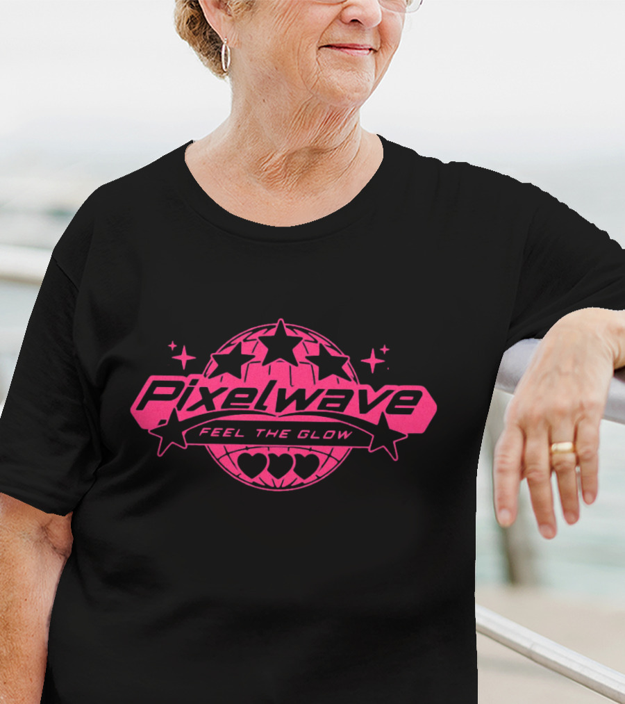 Pixelwave Feel The Glow Retro Stars And Hearts T-Shirt