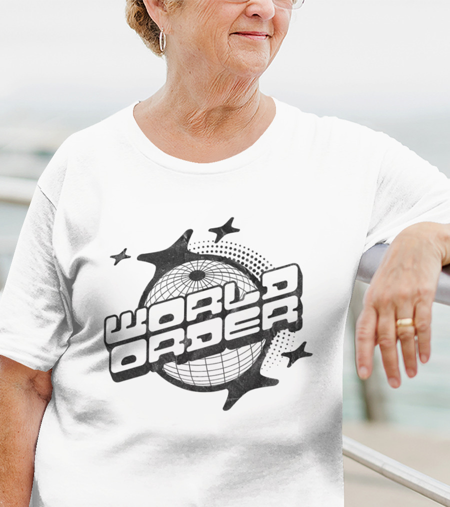 World Order Geometric Globe With Stars T-Shirt