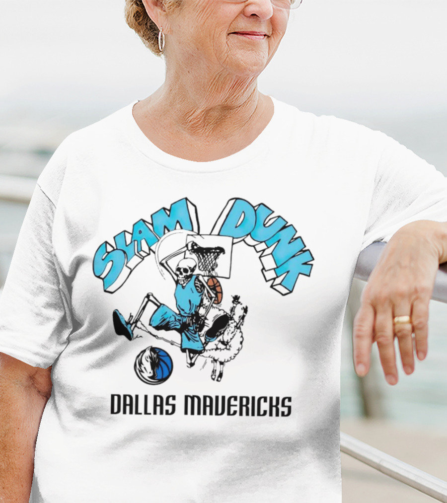 Dallas Mavericks Slam Dunk Skeleton Basketball T-Shirt