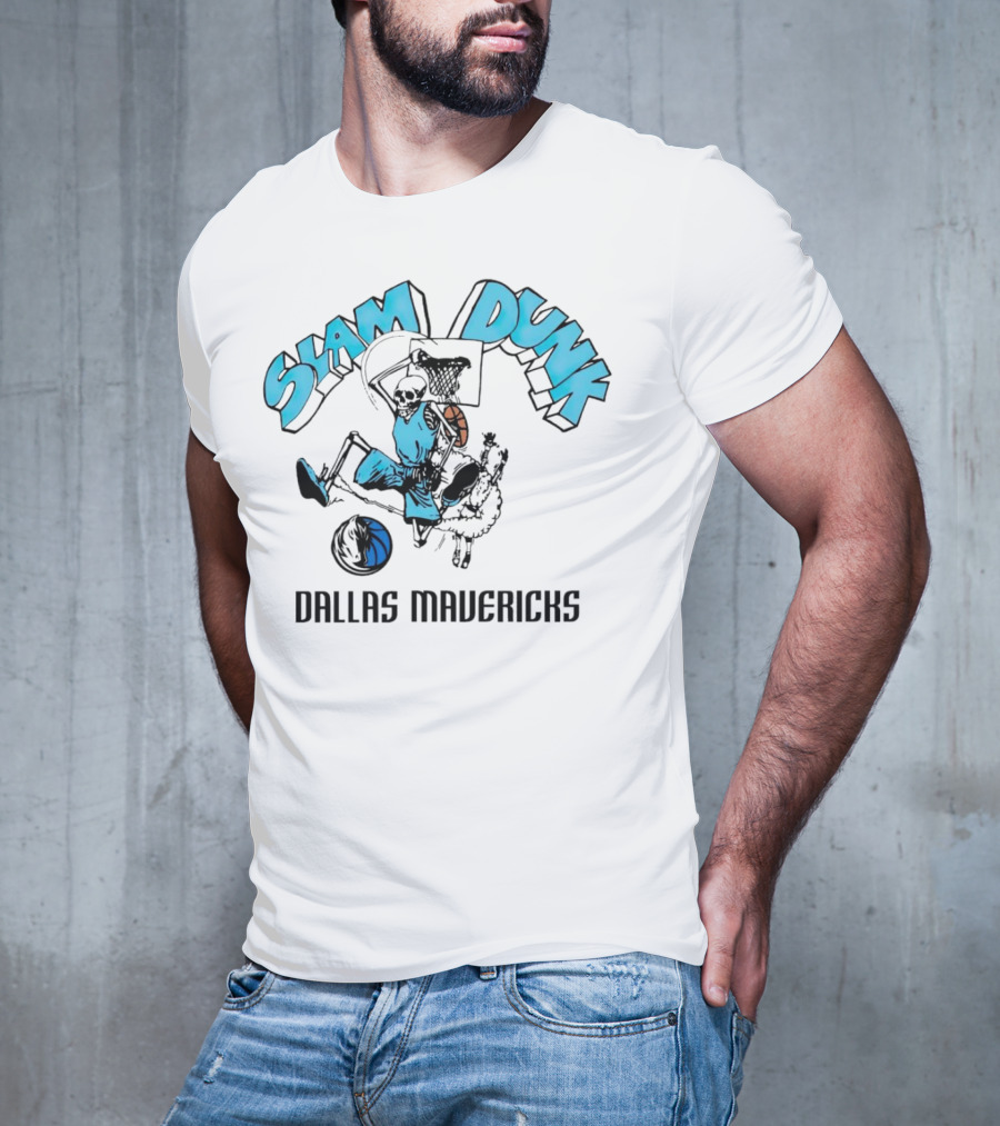 Dallas Mavericks Slam Dunk Skeleton Basketball T-Shirt