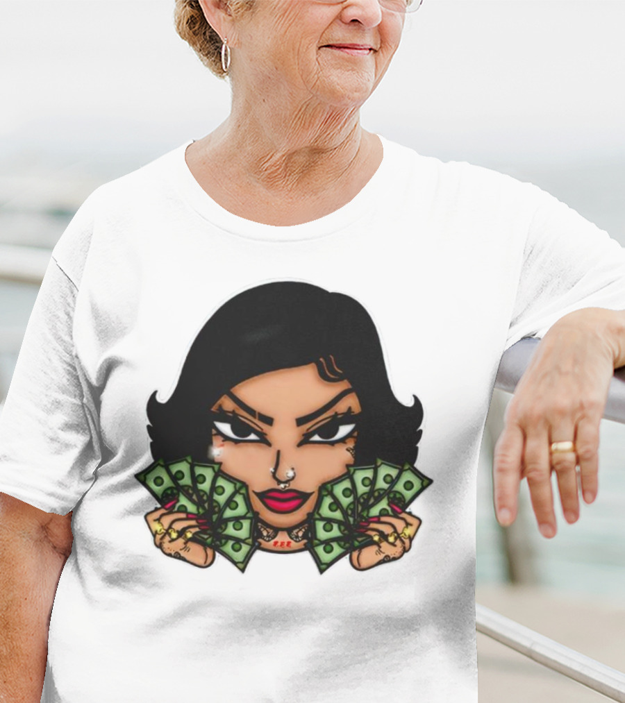 Mialani Aurora Holding Dollar Bills Cartoon T-Shirt