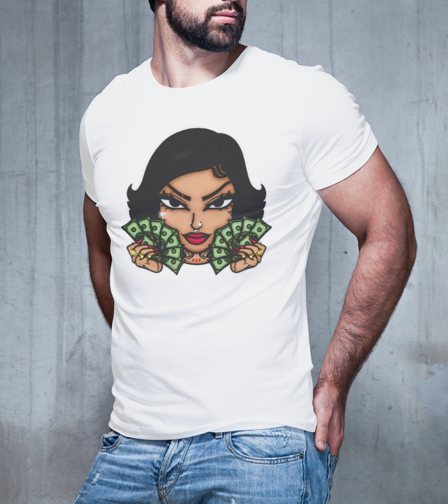 Mialani Aurora Holding Dollar Bills Cartoon T-Shirt
