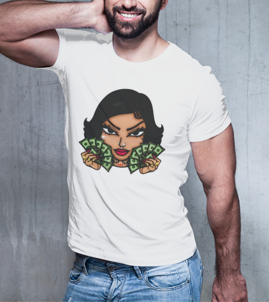 Mialani Aurora Holding Dollar Bills Cartoon T-Shirt