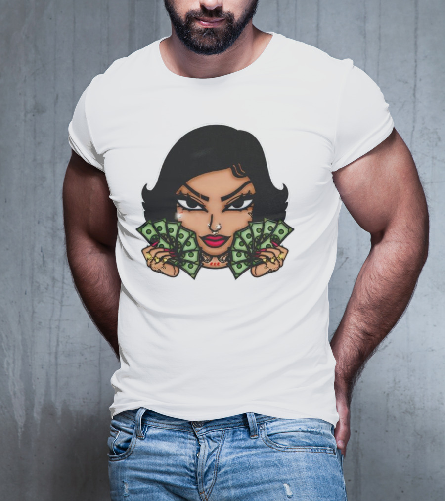 Mialani Aurora Holding Dollar Bills Cartoon T-Shirt