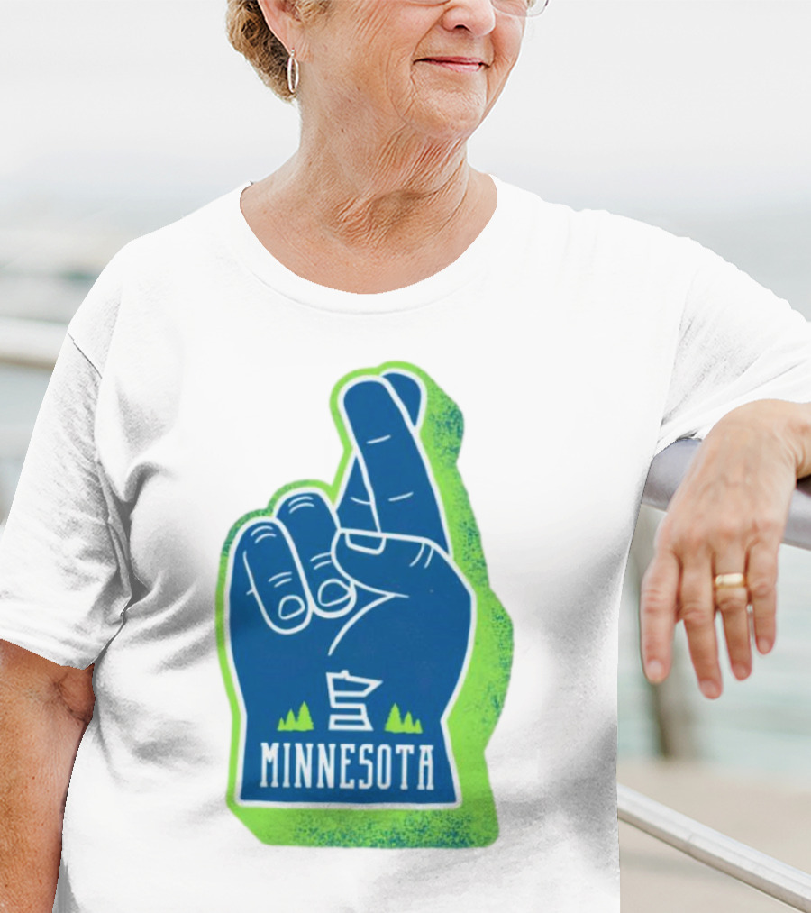 Minnesota Timberwolves Fingers Crossing Foam Hand T-Shirt