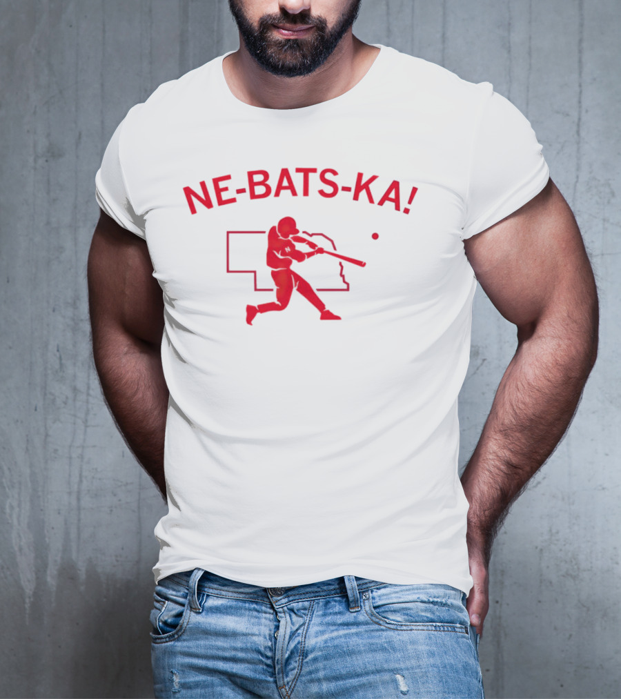 Nebraska Cornhuskers NE-BATS-KA Baseball Player Nebraska Outline T-Shirt