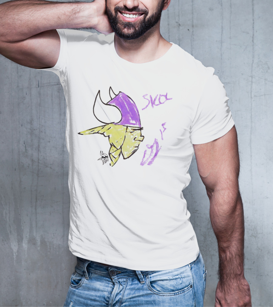 Skol Vikings Helmet Sketch Rookies Paint Minnesota Vikings T-Shirt