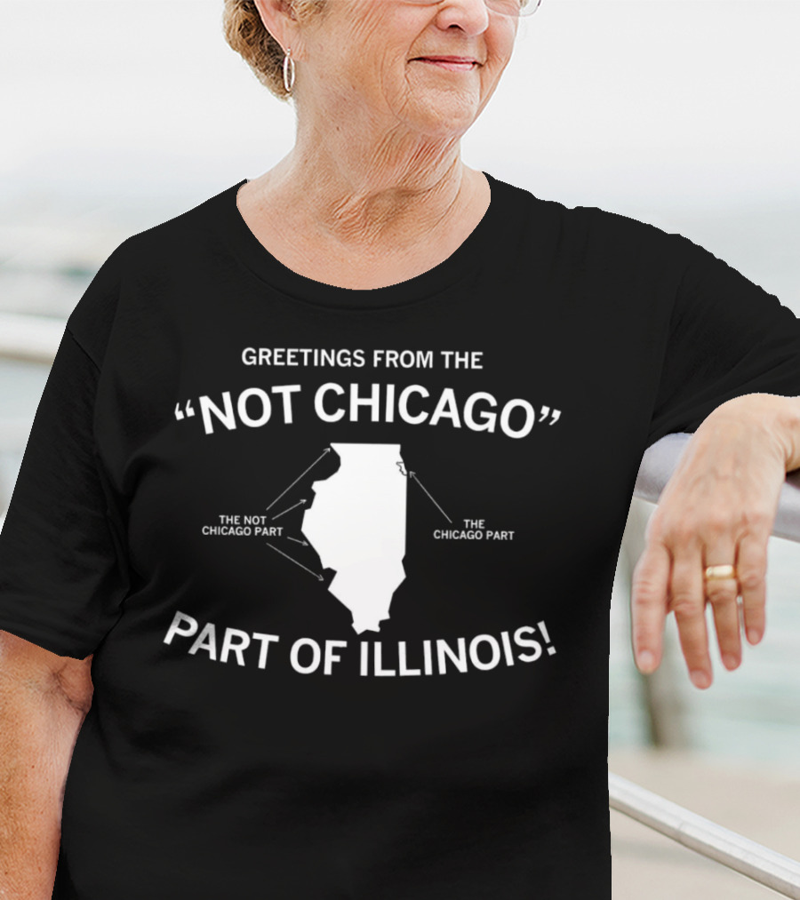 Greetings From The Not Chicago Part Of Illinois Sculpture Highlighting Chicago And Not Chicago Part T-Shirt