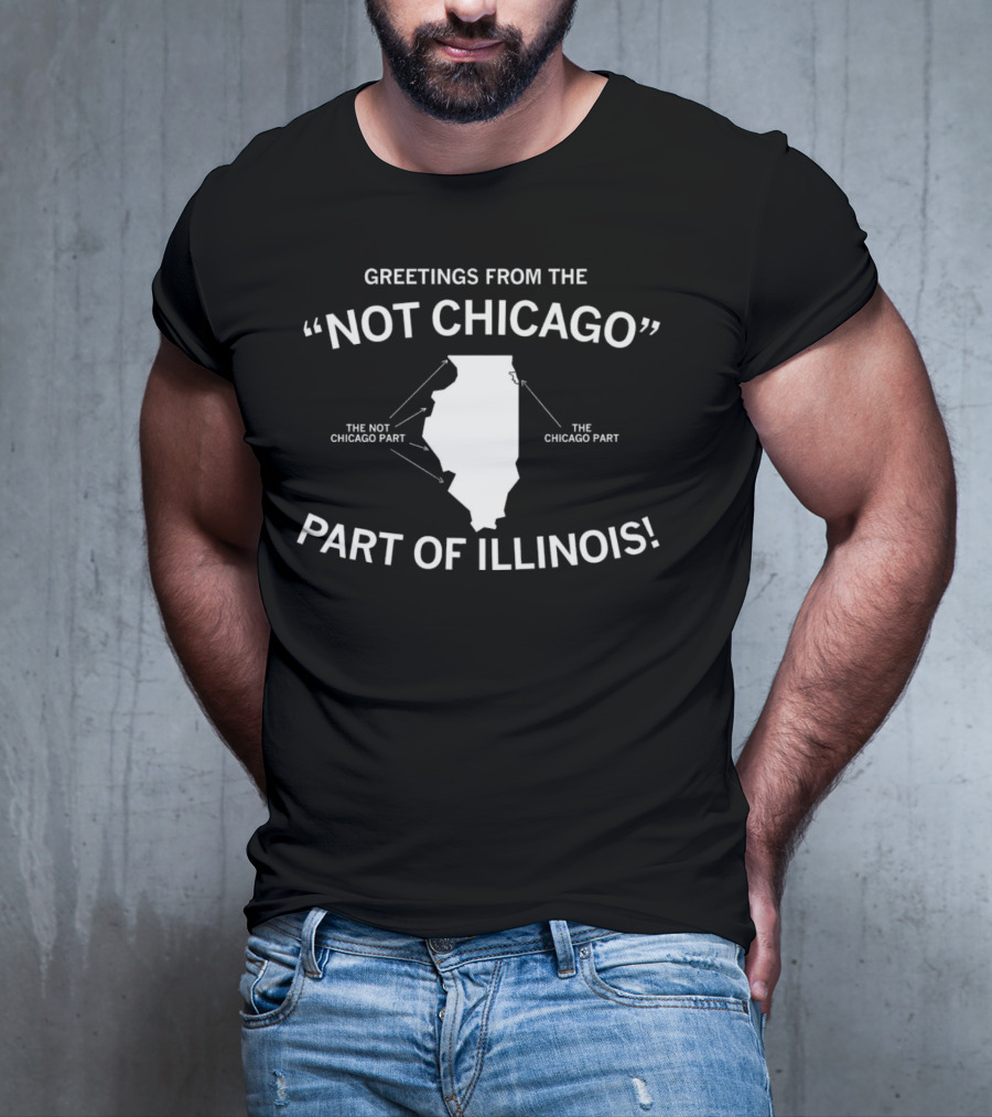 Greetings From The Not Chicago Part Of Illinois Sculpture Highlighting Chicago And Not Chicago Part T-Shirt