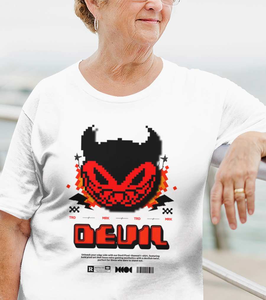 DEVIL PIXELS TRD MRK RETRO PIXEL ART FACE T-Shirt