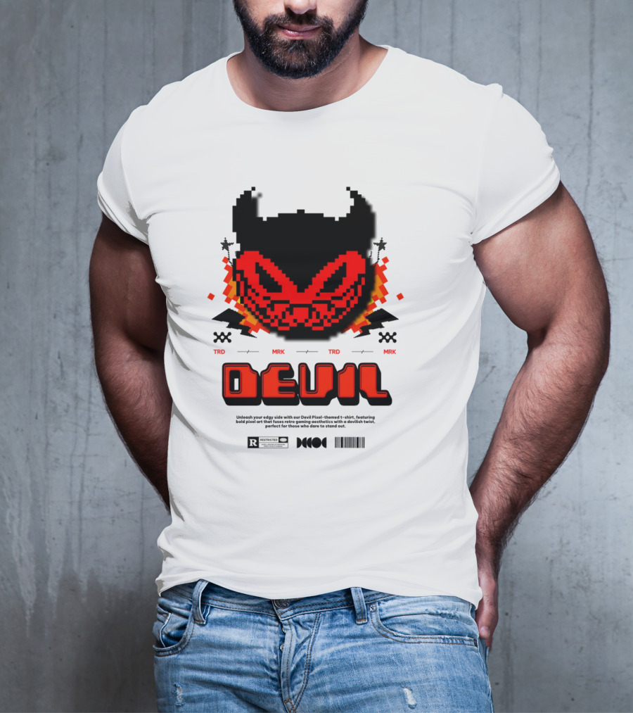 DEVIL PIXELS TRD MRK RETRO PIXEL ART FACE T-Shirt