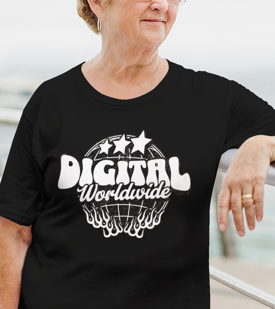 Digital Worldwide Stars Globe Flame T-Shirt