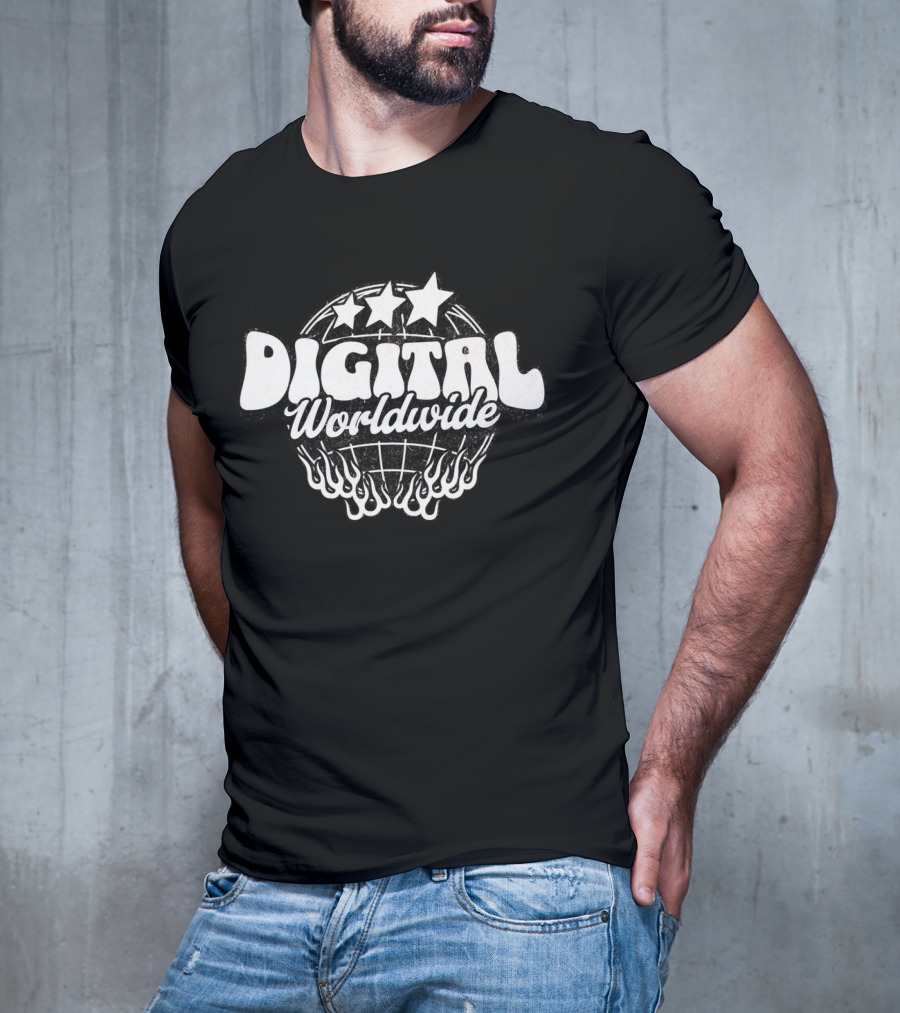 Digital Worldwide Stars Globe Flame T-Shirt