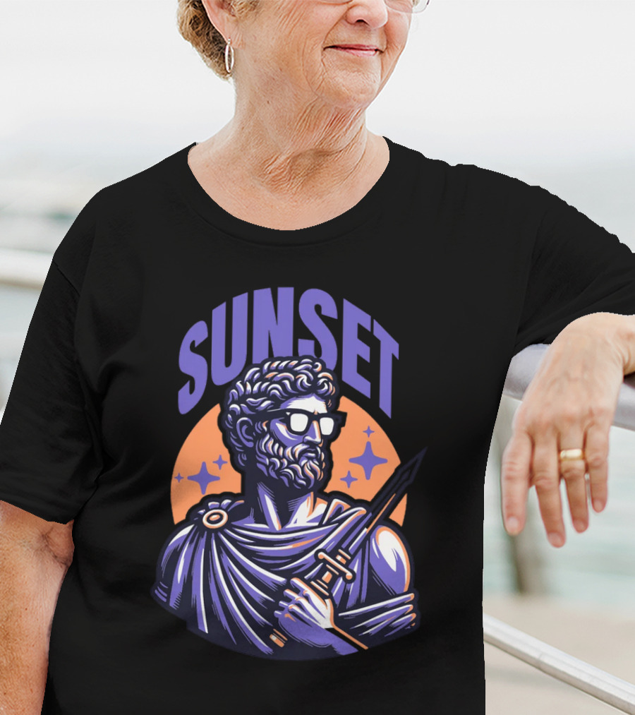 SUNSET Greek Statue With Sunglasses And Sword T-Shirt
