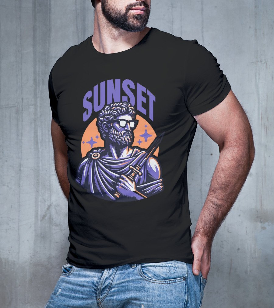 SUNSET Greek Statue With Sunglasses And Sword T-Shirt