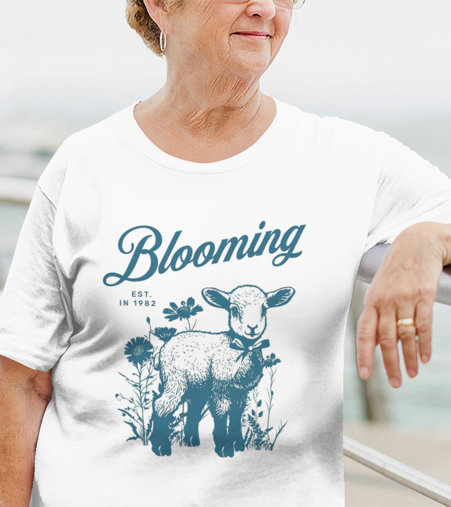 Blooming Est. In 1982 Vintage Style Lamb With Flowers T-Shirt