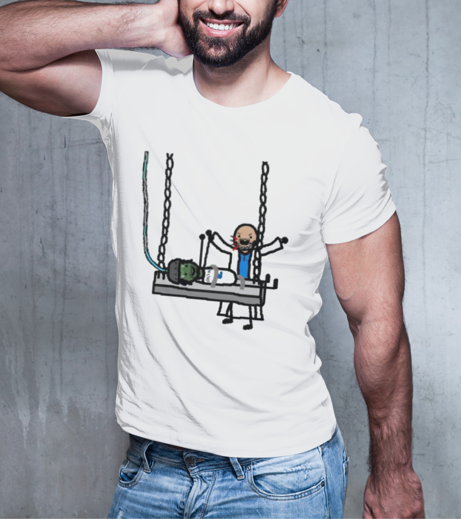 Dereck Its A Live-Ly Frankenstein Doctor With Green Zombie On Medical Table T-Shirt