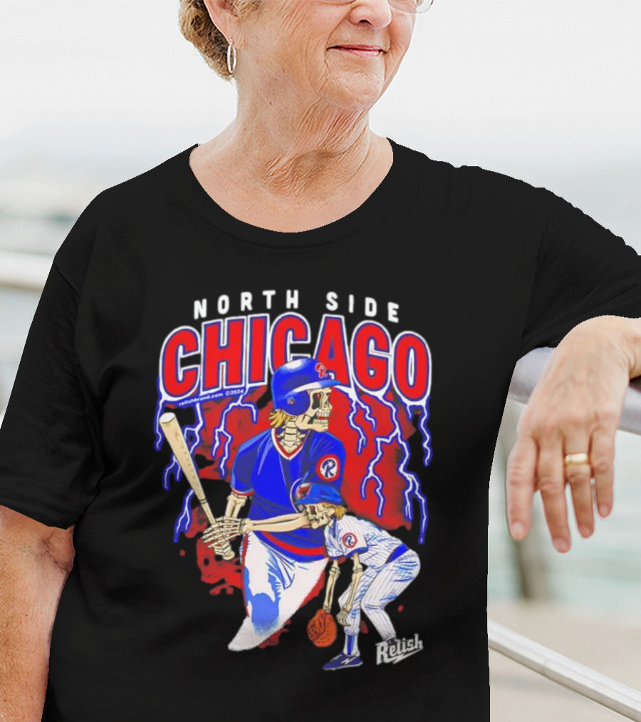 North Side Chicago Baseball Skeleton Relish T-Shirt