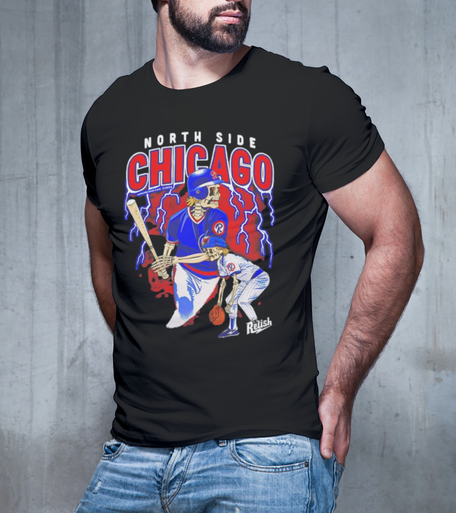 North Side Chicago Baseball Skeleton Relish T-Shirt