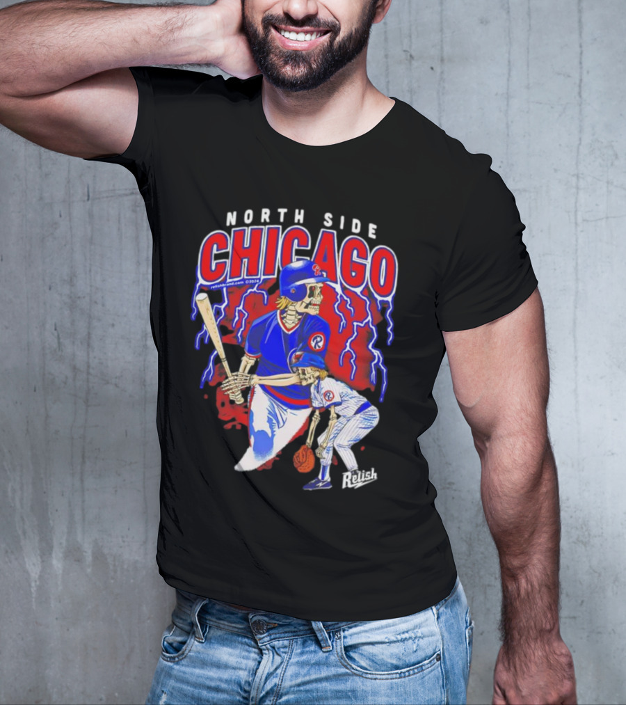 North Side Chicago Baseball Skeleton Relish T-Shirt