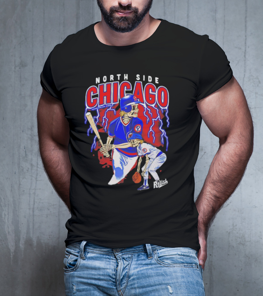 North Side Chicago Baseball Skeleton Relish T-Shirt