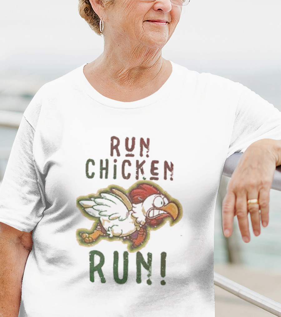 Run Chicken Run Chicken Running With Wings Outstretched T-Shirt